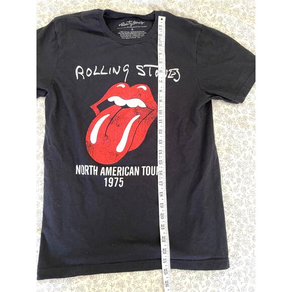 Rolling Stones 1975 Tour T-Shirt Black Size Small Unisex Tee - Picture 4 of 5
